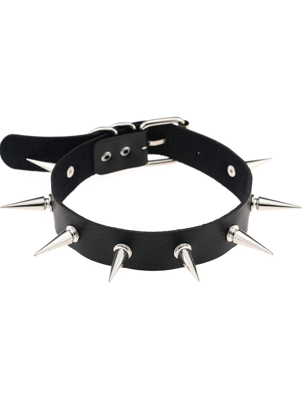 Black Spike Studded Leather Choker